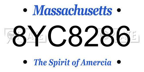 8YC8286 Massachusetts License Plate