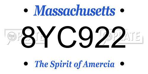 8YC922 Massachusetts License Plate