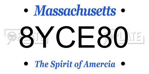 8YCE80 Massachusetts License Plate