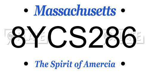 8YCS286 Massachusetts License Plate