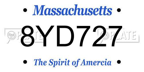 8YD727 Massachusetts License Plate