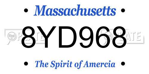 8YD968 Massachusetts License Plate