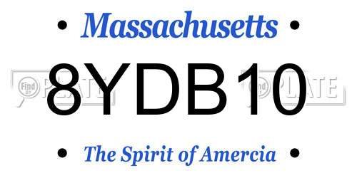 8YDB10 Massachusetts License Plate