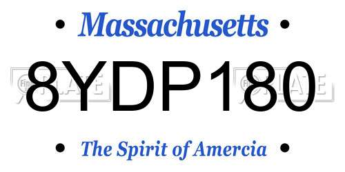 8YDP180 Massachusetts License Plate