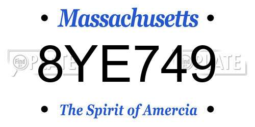8YE749 Massachusetts License Plate