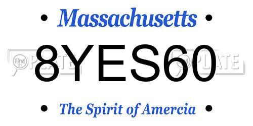8YES60 Massachusetts License Plate