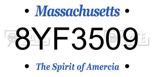 8YF3509 Massachusetts License Plate