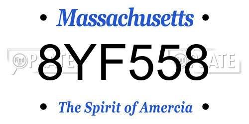 8YF558 Massachusetts License Plate