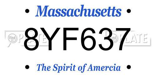 8YF637 Massachusetts License Plate