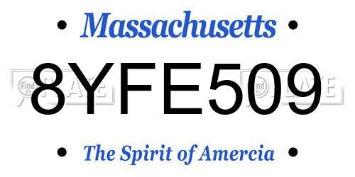 8YFE509 Massachusetts License Plate