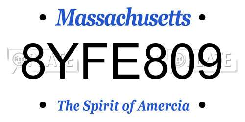 8YFE809 Massachusetts License Plate