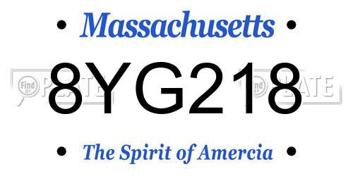 8YG218 Massachusetts License Plate