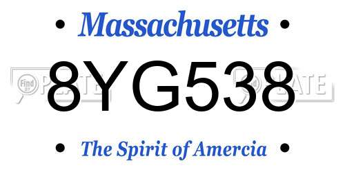 8YG538 Massachusetts License Plate