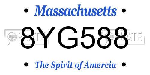 8YG588 Massachusetts License Plate
