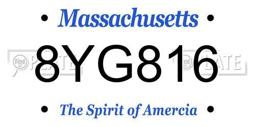 8YG816 Massachusetts License Plate