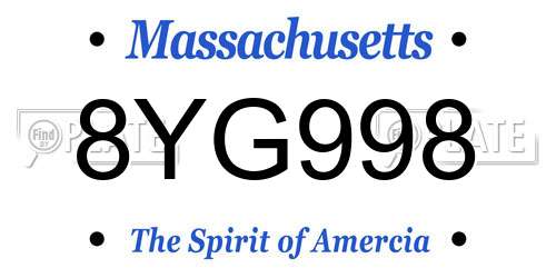 8YG998 Massachusetts License Plate