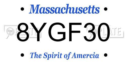 8YGF30 Massachusetts License Plate