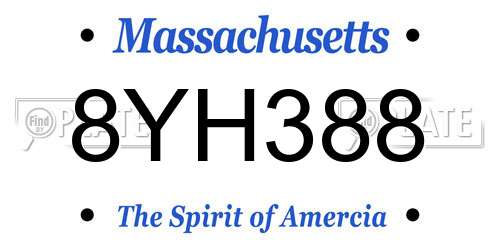 8YH388 Massachusetts License Plate