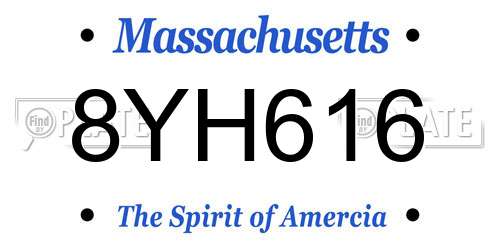 8YH616 Massachusetts License Plate
