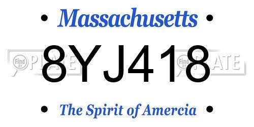 8YJ418 Massachusetts License Plate