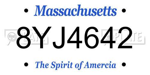 8YJ4642 Massachusetts License Plate