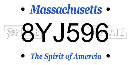 8YJ596 Massachusetts License Plate