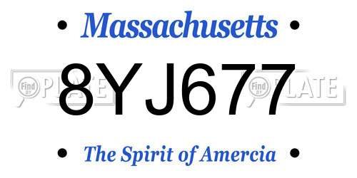 8YJ677 Massachusetts License Plate