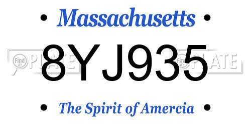 8YJ935 Massachusetts License Plate
