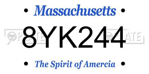 8YK244 Massachusetts License Plate