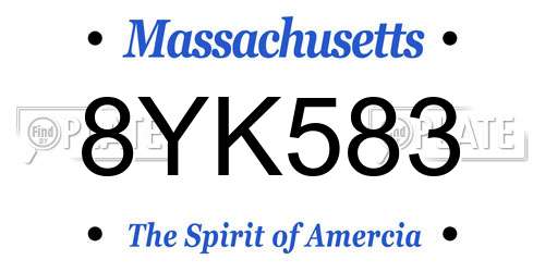 8YK583 Massachusetts License Plate