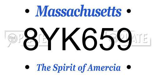 8YK659 Massachusetts License Plate