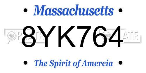 8YK764 Massachusetts License Plate