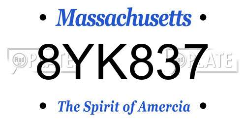 8YK837 Massachusetts License Plate