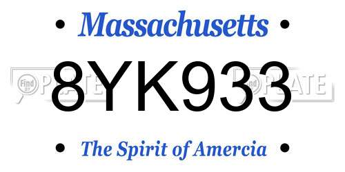 8YK933 Massachusetts License Plate