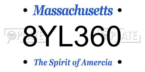 8YL360 Massachusetts License Plate