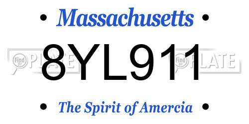 8YL911 Massachusetts License Plate