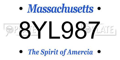 8YL987 Massachusetts License Plate