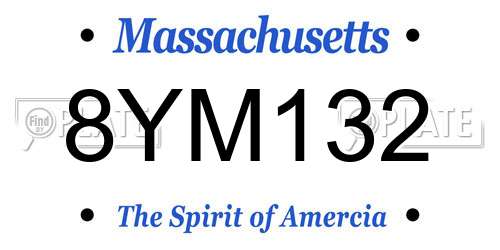 8YM132 Massachusetts License Plate