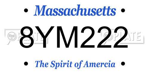 8YM222 Massachusetts License Plate