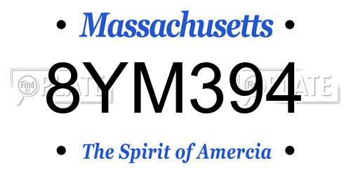 8YM394 Massachusetts License Plate