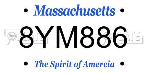 8YM886 Massachusetts License Plate