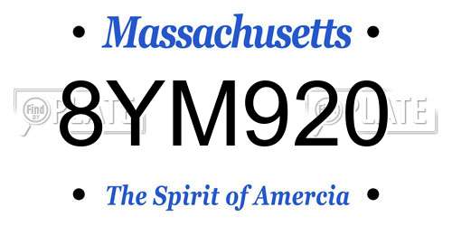 8YM920 Massachusetts License Plate