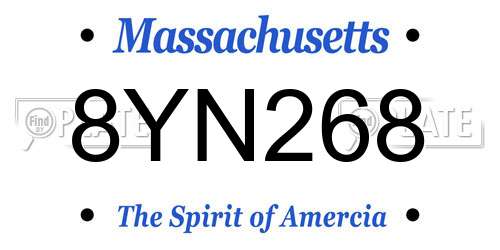 8YN268 Massachusetts License Plate