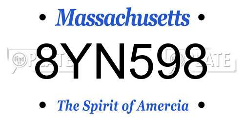 8YN598 Massachusetts License Plate