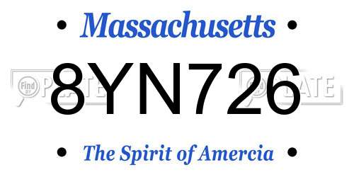 8YN726 Massachusetts License Plate