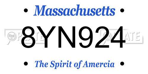 8YN924 Massachusetts License Plate