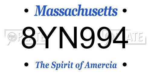 8YN994 Massachusetts License Plate
