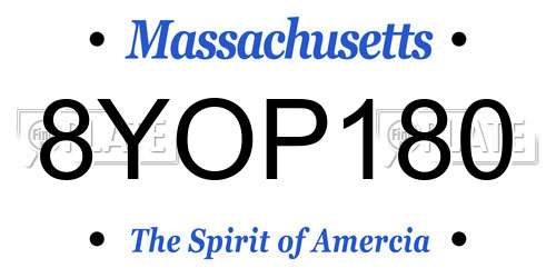 8YOP180 Massachusetts License Plate