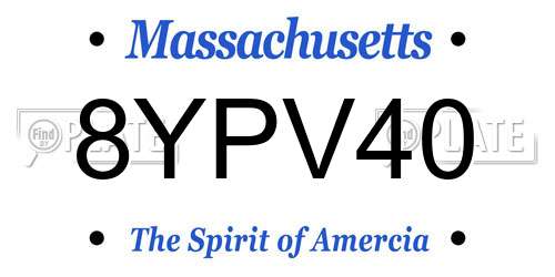 8YPV40 Massachusetts License Plate