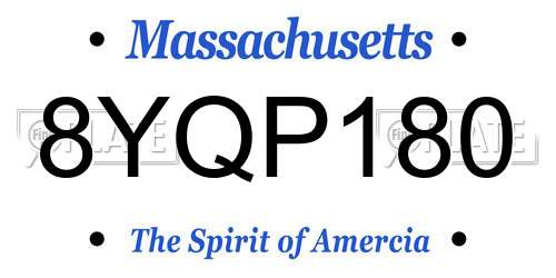 8YQP180 Massachusetts License Plate